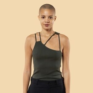 K.NGSLEY Dark Olive "FIST" Ribbed Tank